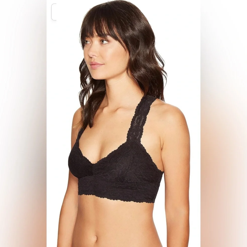 Free People Women's Galloon Lace Racerback - Black Sz Large - Picture 3 of 12